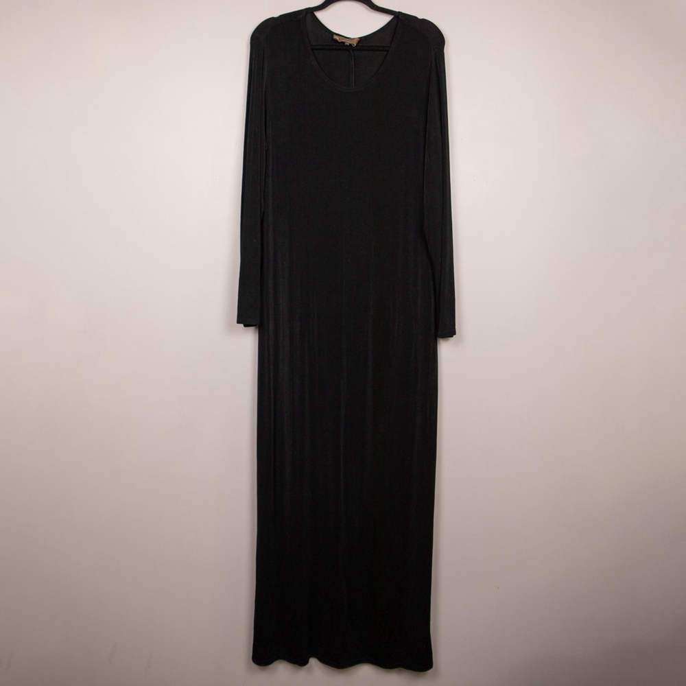 Double D Ranch black slinky knit long sleeve maxi dress-L